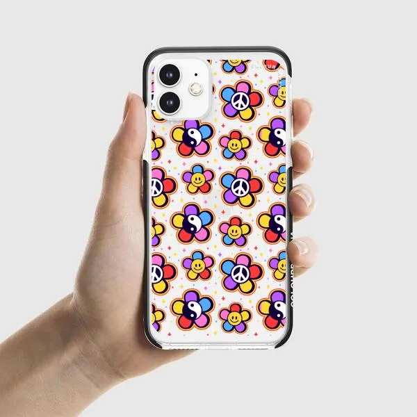 iPhone Case - Hippy 80s Fashion Mushroom Daisy Peace Rainbow