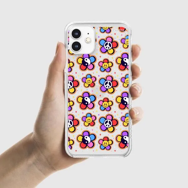 iPhone Case - Hippy 80s Fashion Mushroom Daisy Peace Rainbow