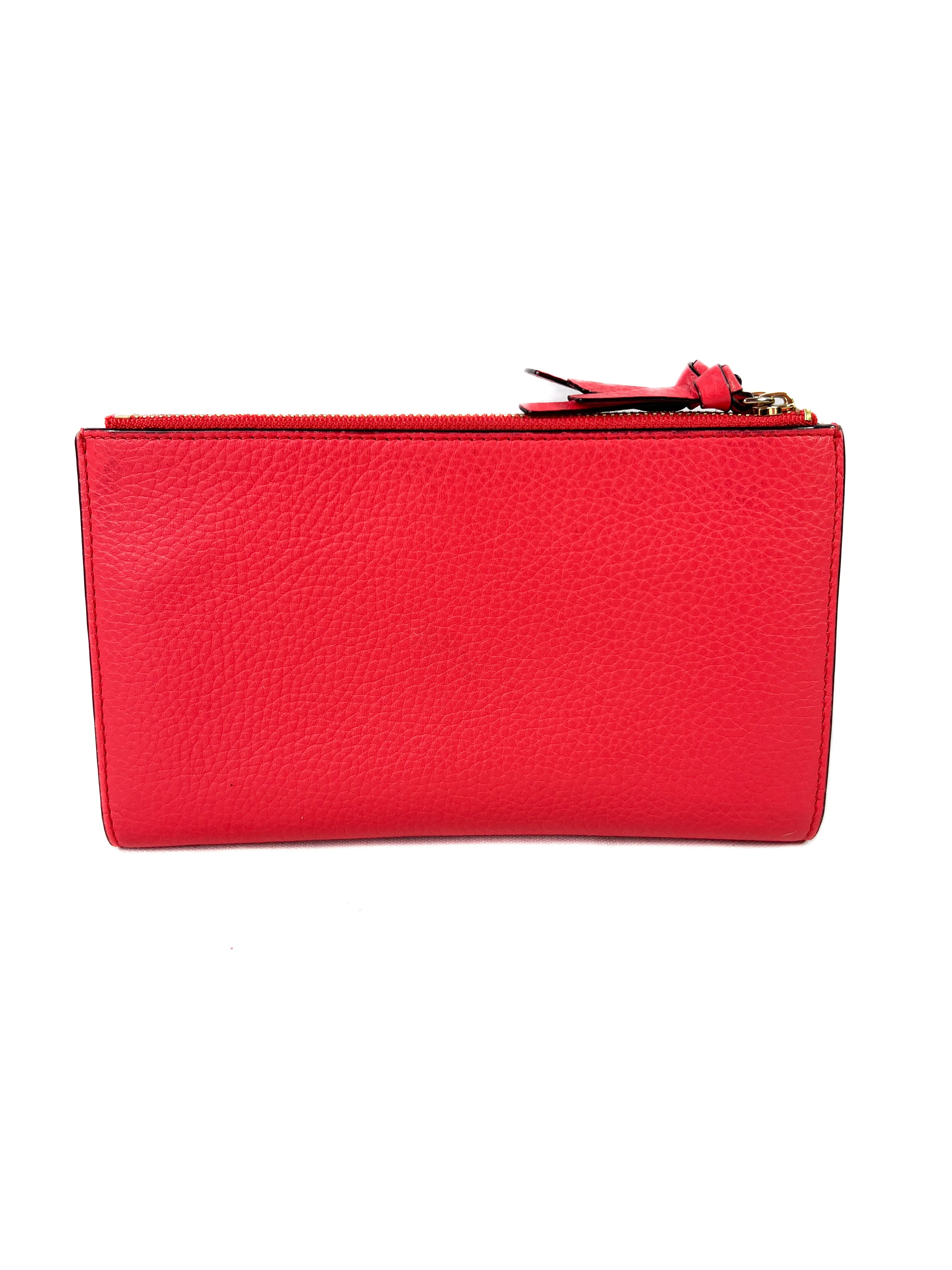 Kate Spade bright pink leather double zip wallet