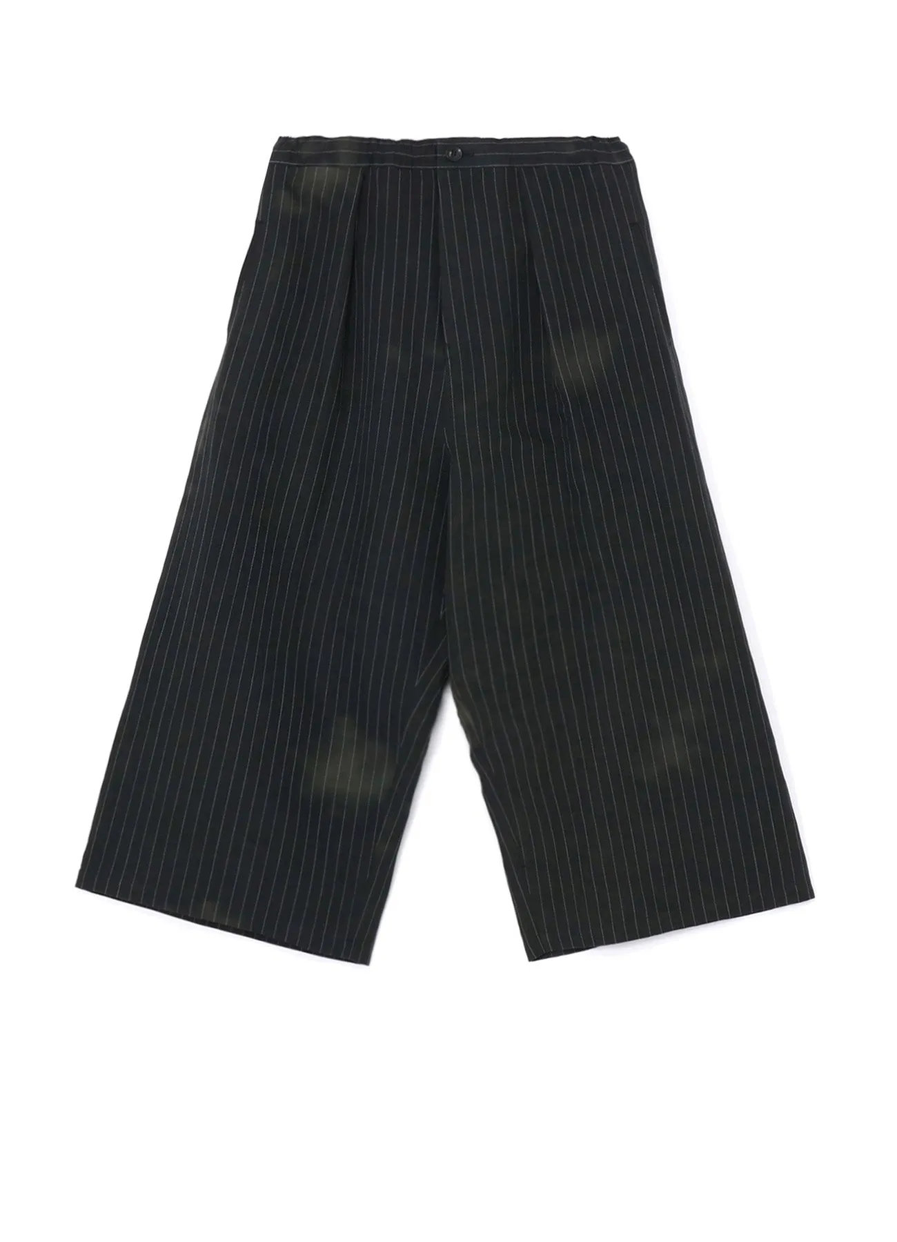 LINEN/COTTON PIN-STRIPED UNEVENLY DYED WIDE LEG PLEATED PANTS