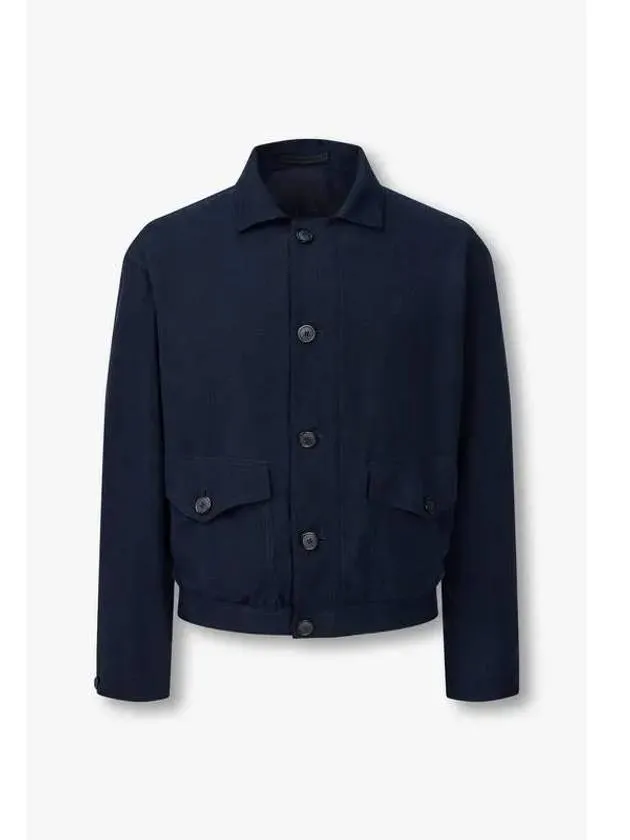 Men s soft button up collar jacket navy