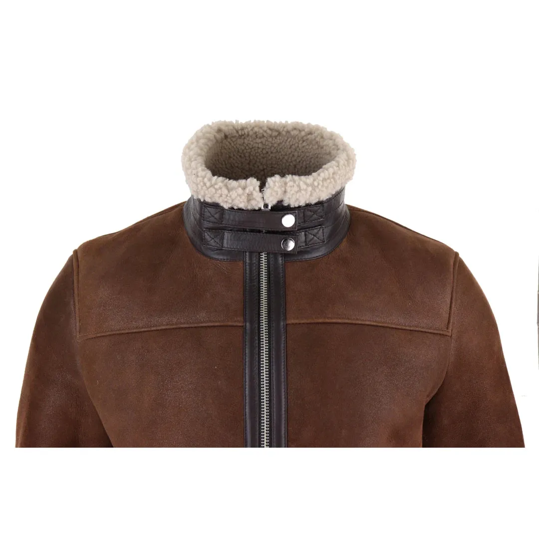 Men's Sherling Sheepskin Zip Pilot Flying Jacket WW2