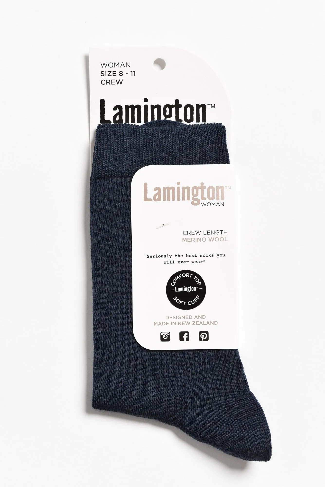 Midnight Merino Wool Soft Cuff Crew Socks