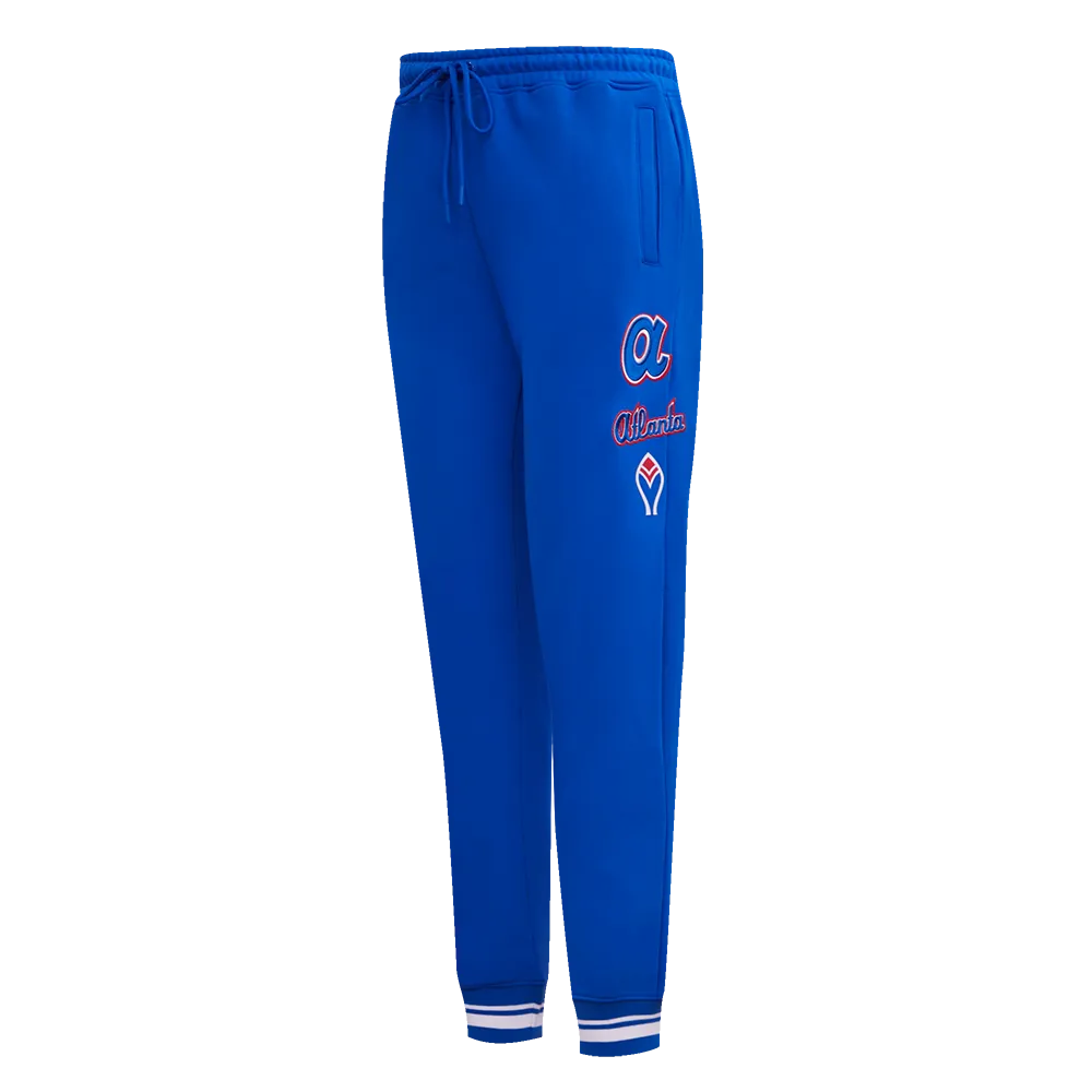 MLB ATLANTA BRAVES RETRO CLASSIC WOMEN'S RIB SWEATPANT (ROYAL BLUE/RED)