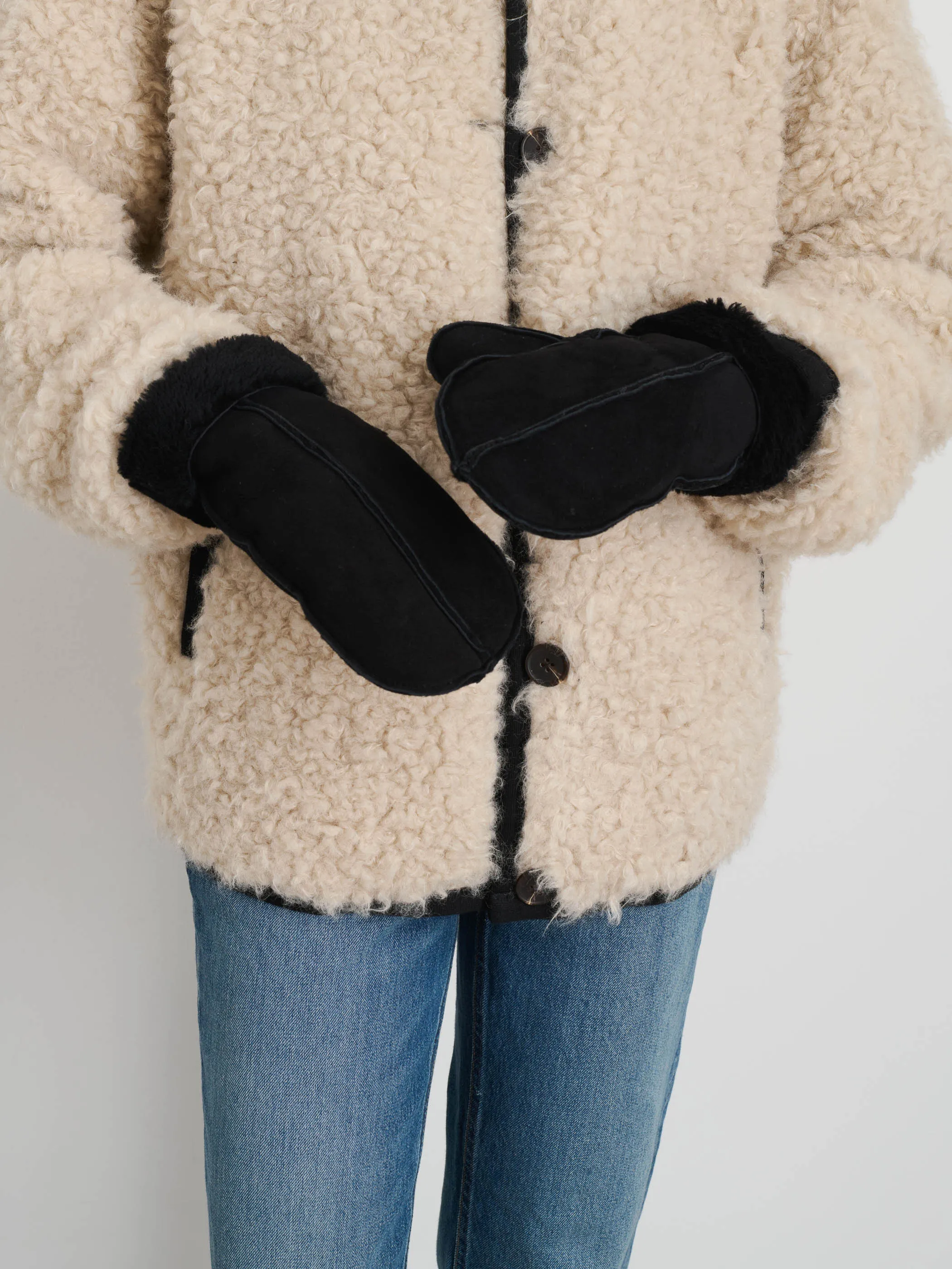 Owen Barry x Alex Mill Mittens in Suede Shearling