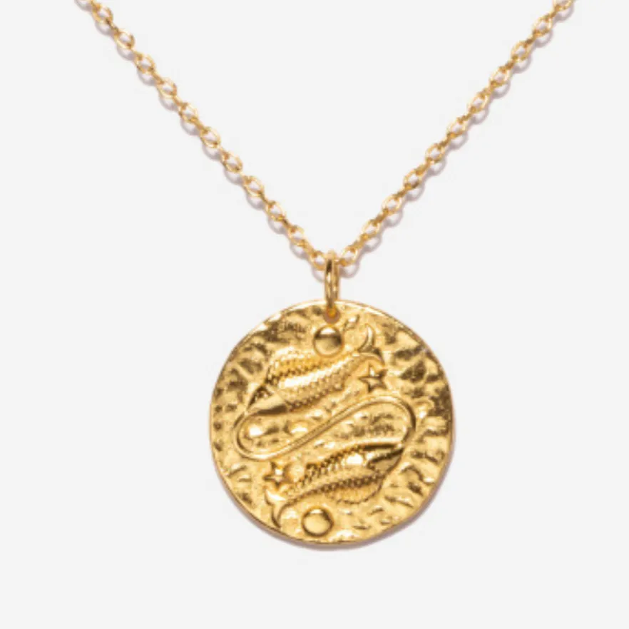 Pisces Zodiac Coin Necklace