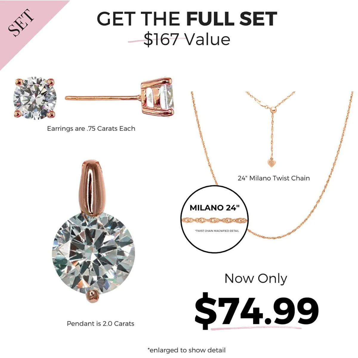 Roma Adjustable CZ Necklace & Earring Set