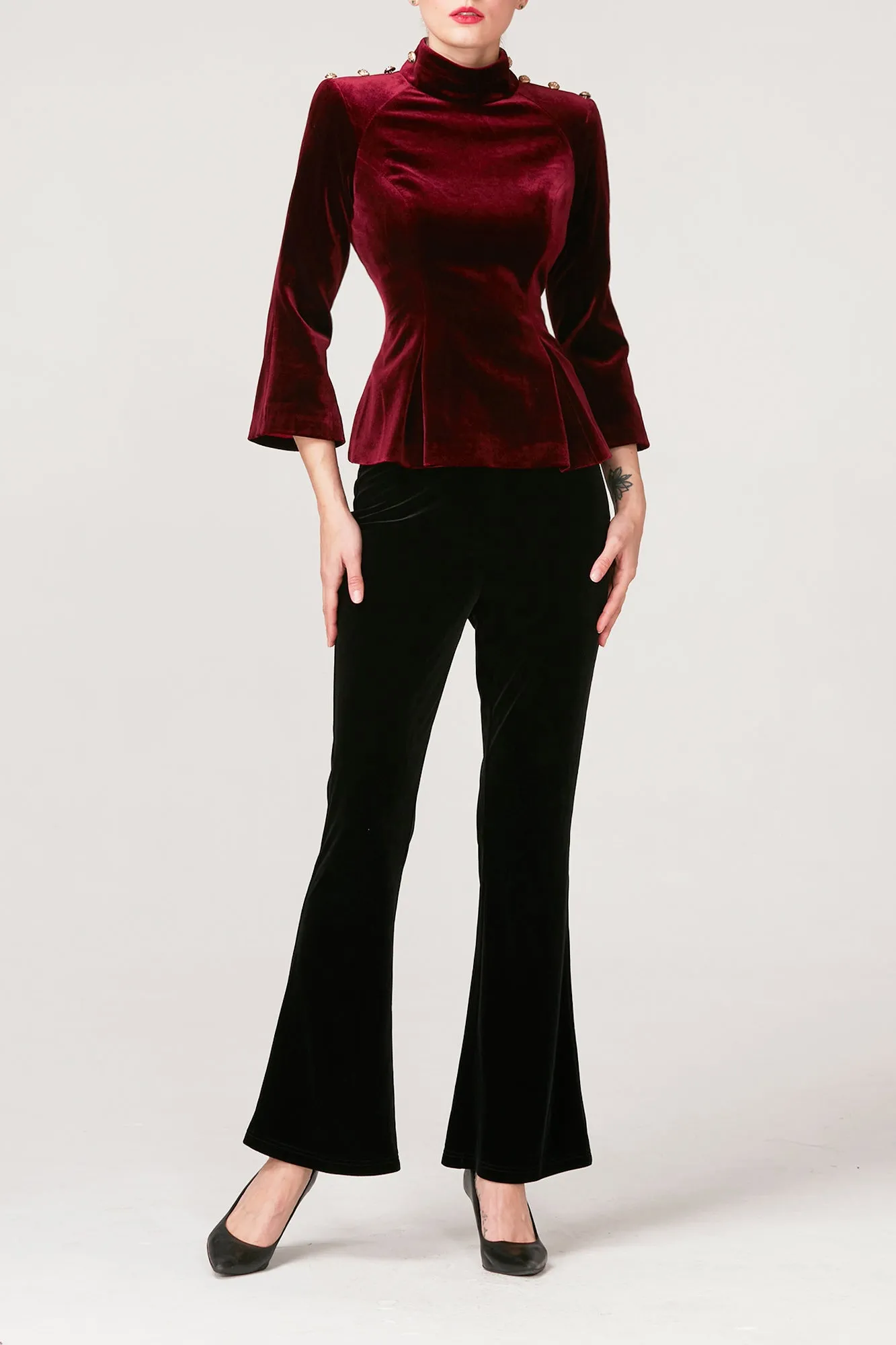 Savvy & Chic Stretchy Velvet Belinda Blouse