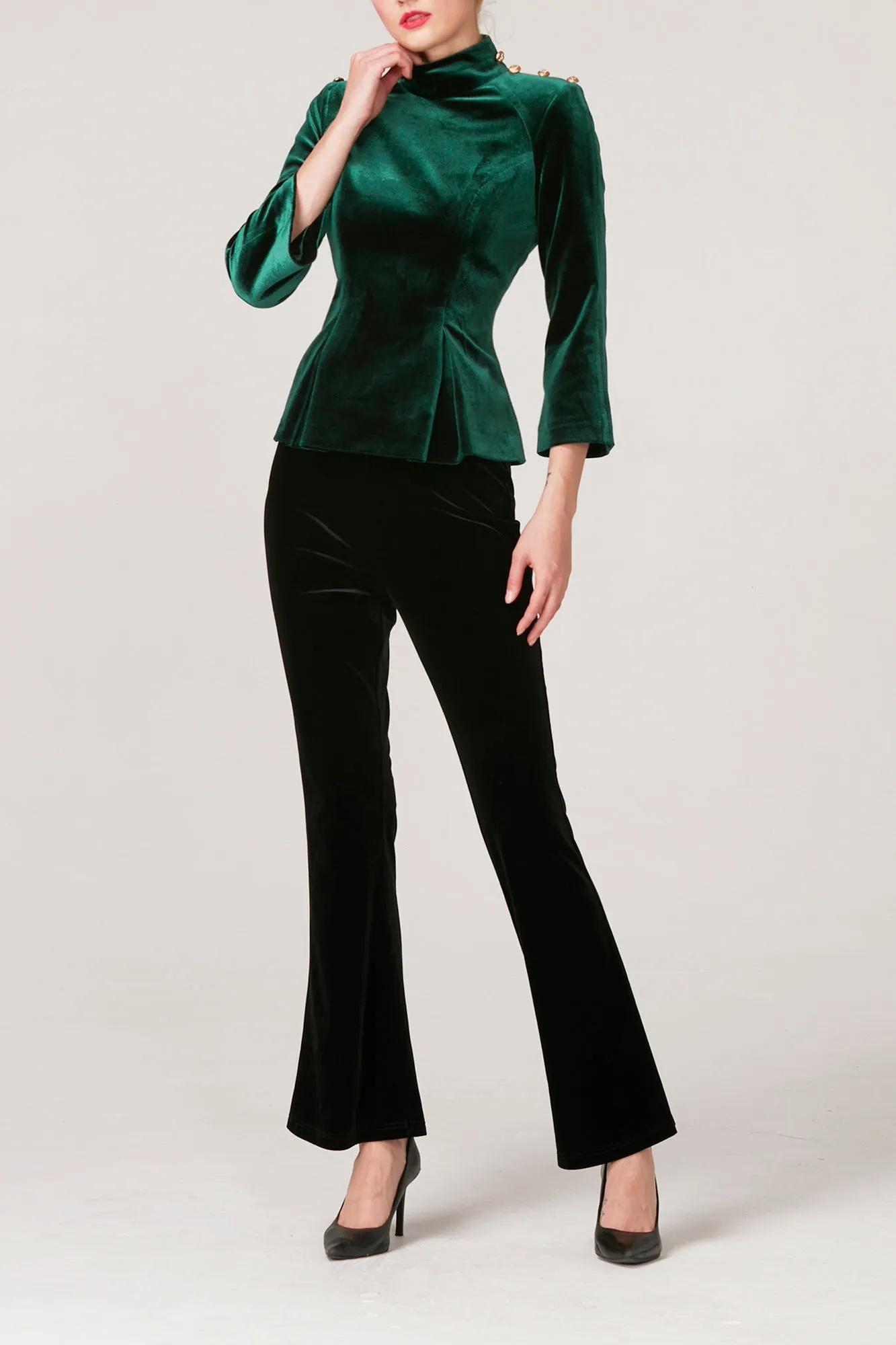 Savvy & Chic Stretchy Velvet Belinda Blouse