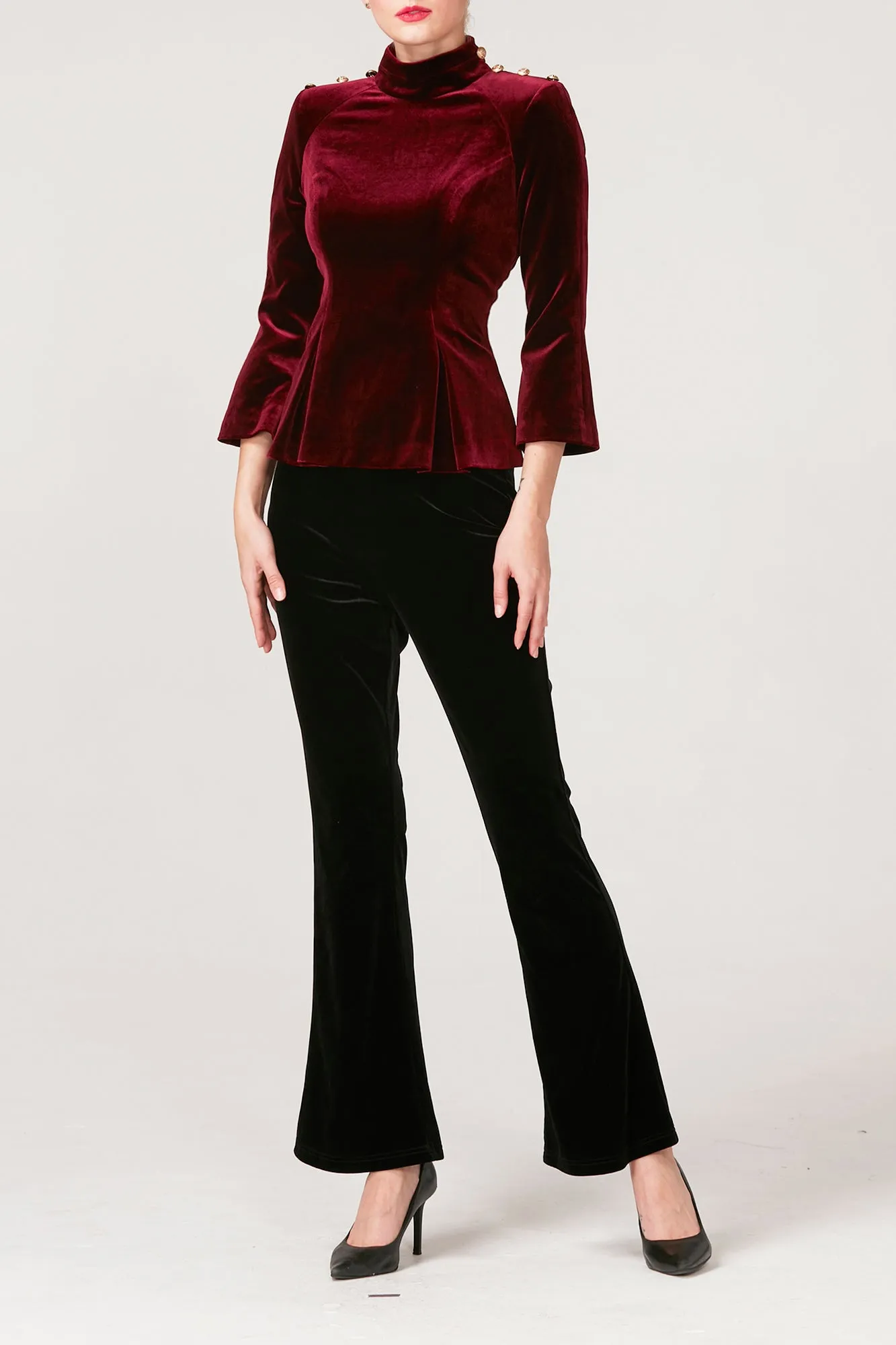 Savvy & Chic Stretchy Velvet Belinda Blouse