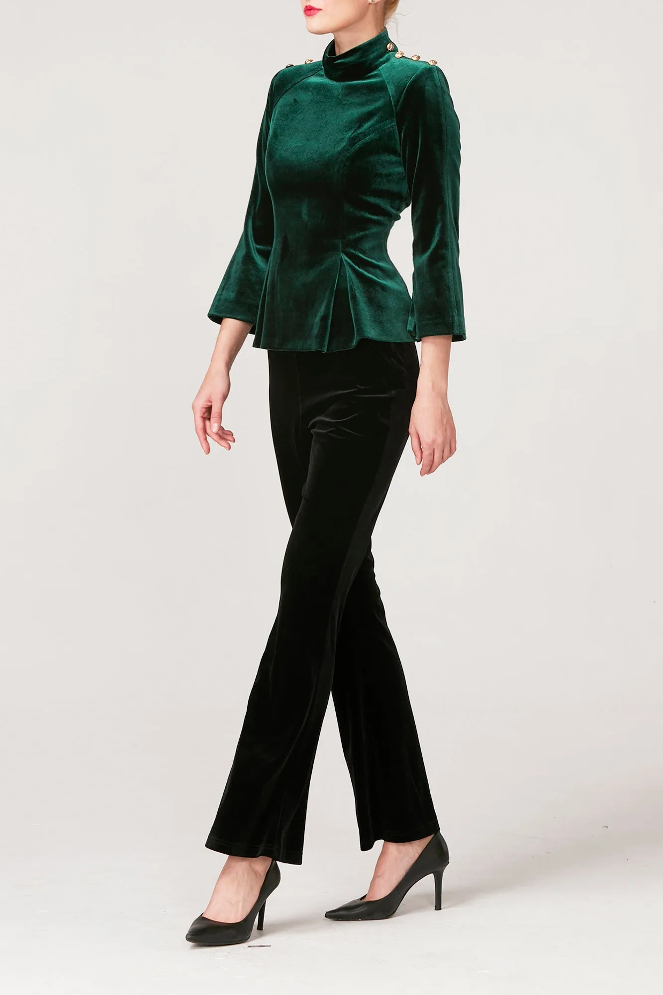 Savvy & Chic Stretchy Velvet Belinda Blouse