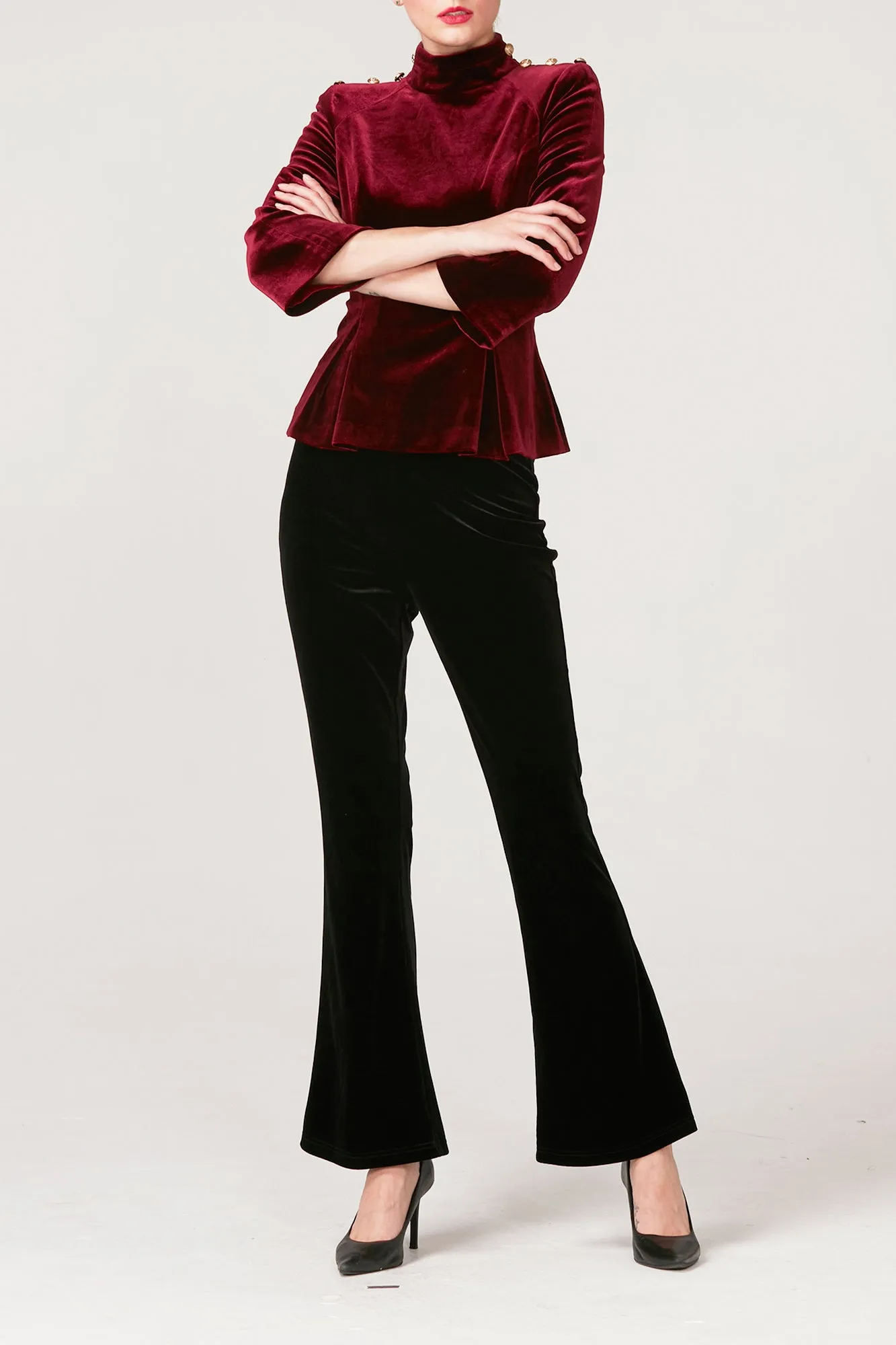 Savvy & Chic Stretchy Velvet Belinda Blouse