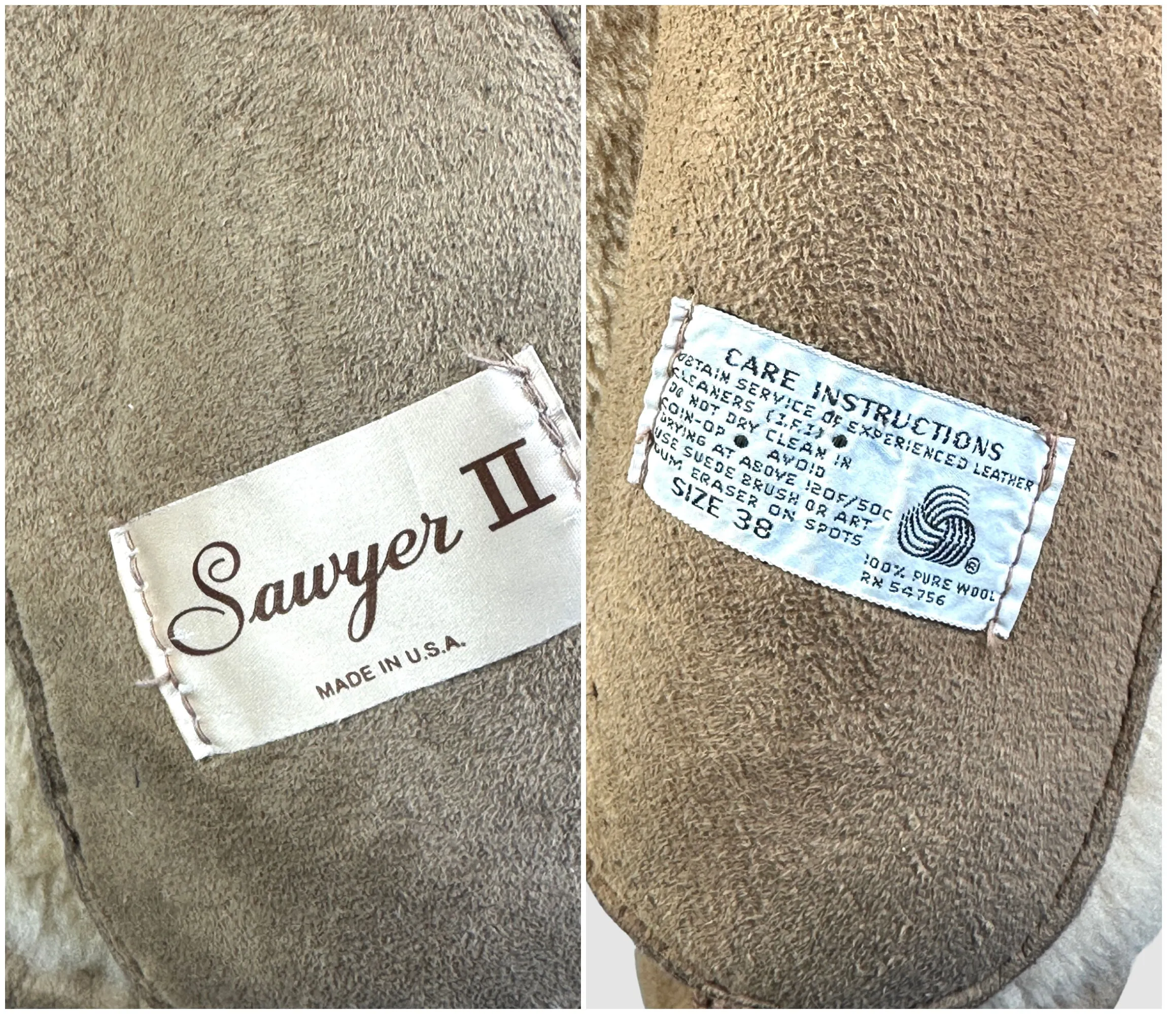 SAWYER II  1970s Shearling Bomber Jacket • Small Mens 38