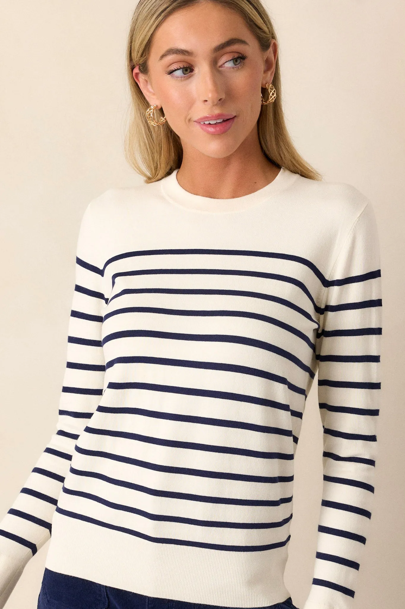 Scarlet Mist Navy Stripe Long Sleeve Top