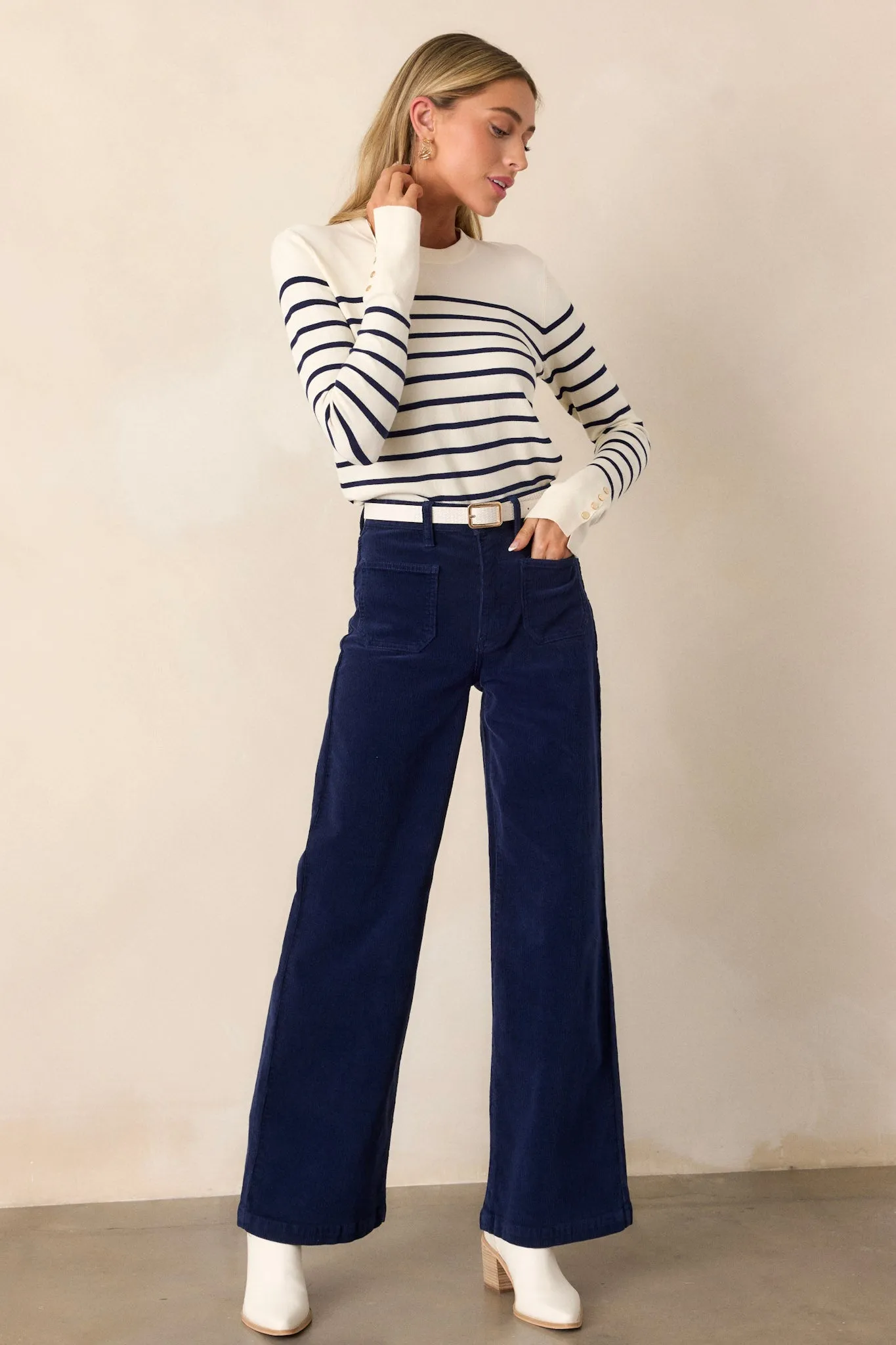 Scarlet Mist Navy Stripe Long Sleeve Top