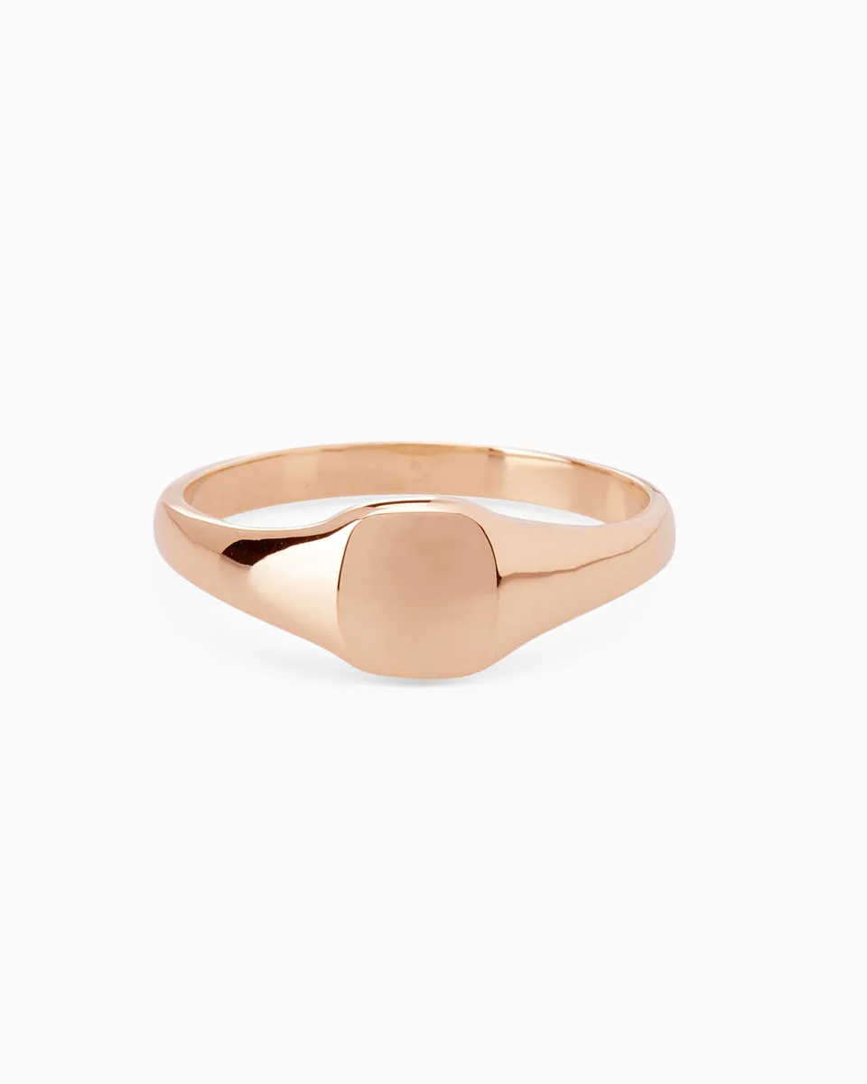 Signature Petite Square Signet Ring | Rose Gold