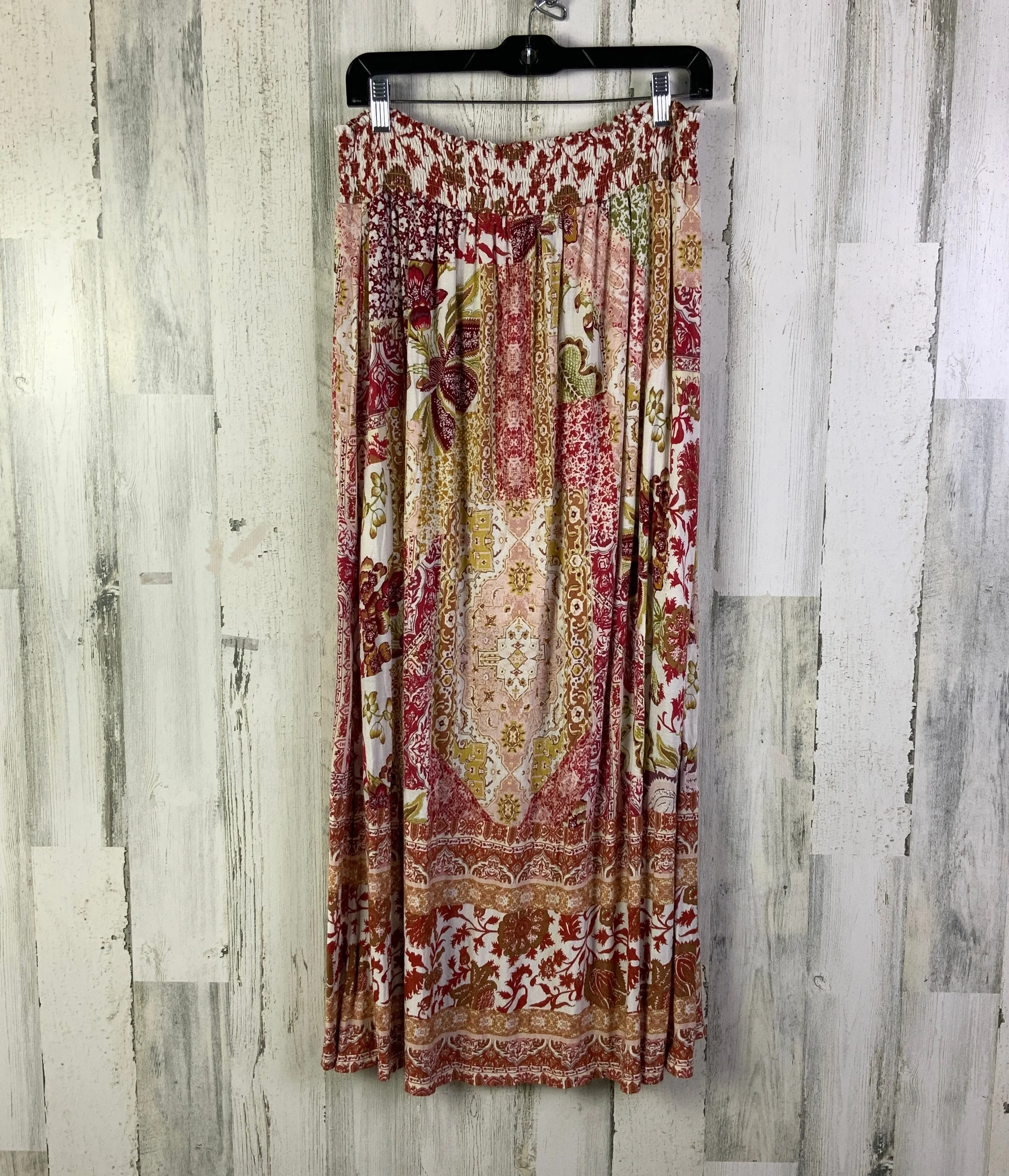 Skirt Maxi By Anthropologie In Cream & Red, Size: 18