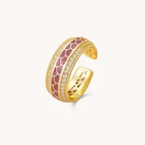 Snake Skin Red Adjustable Gold Ring