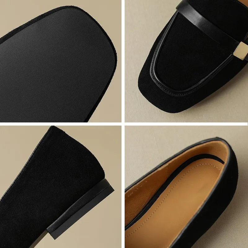 Soft Leather Loafers for Women in Black/Apricot