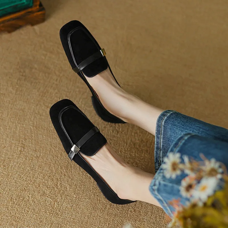 Soft Leather Loafers for Women in Black/Apricot