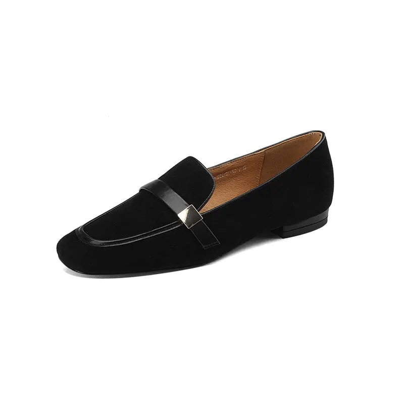 Soft Leather Loafers for Women in Black/Apricot