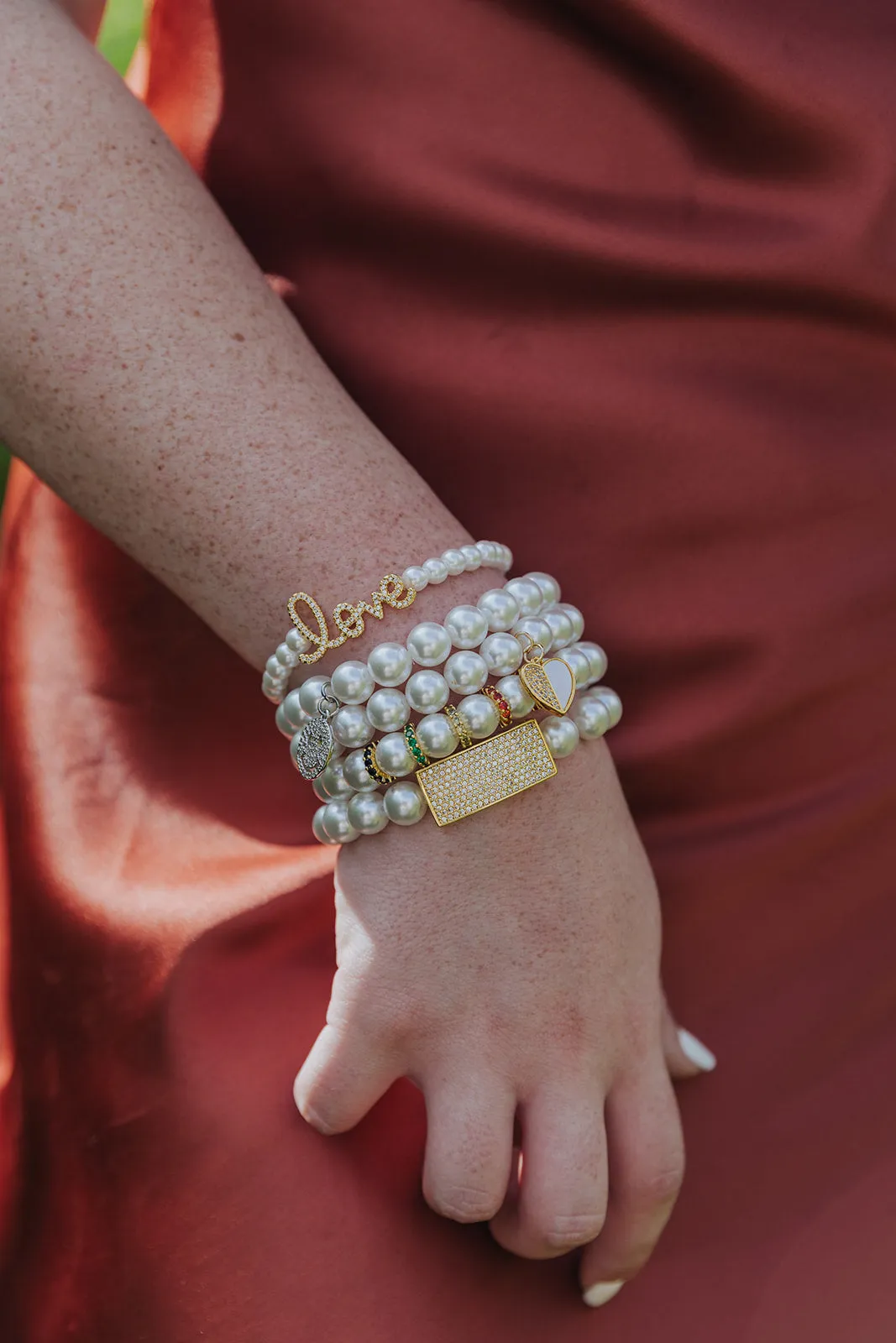 Swanky 5 Piece Pearl Bracelet Stack