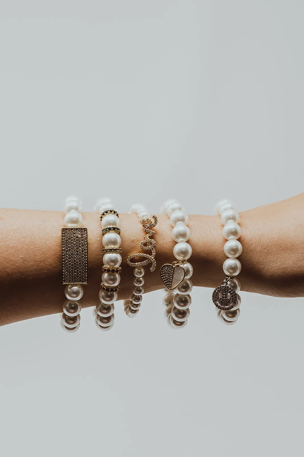 Swanky 5 Piece Pearl Bracelet Stack