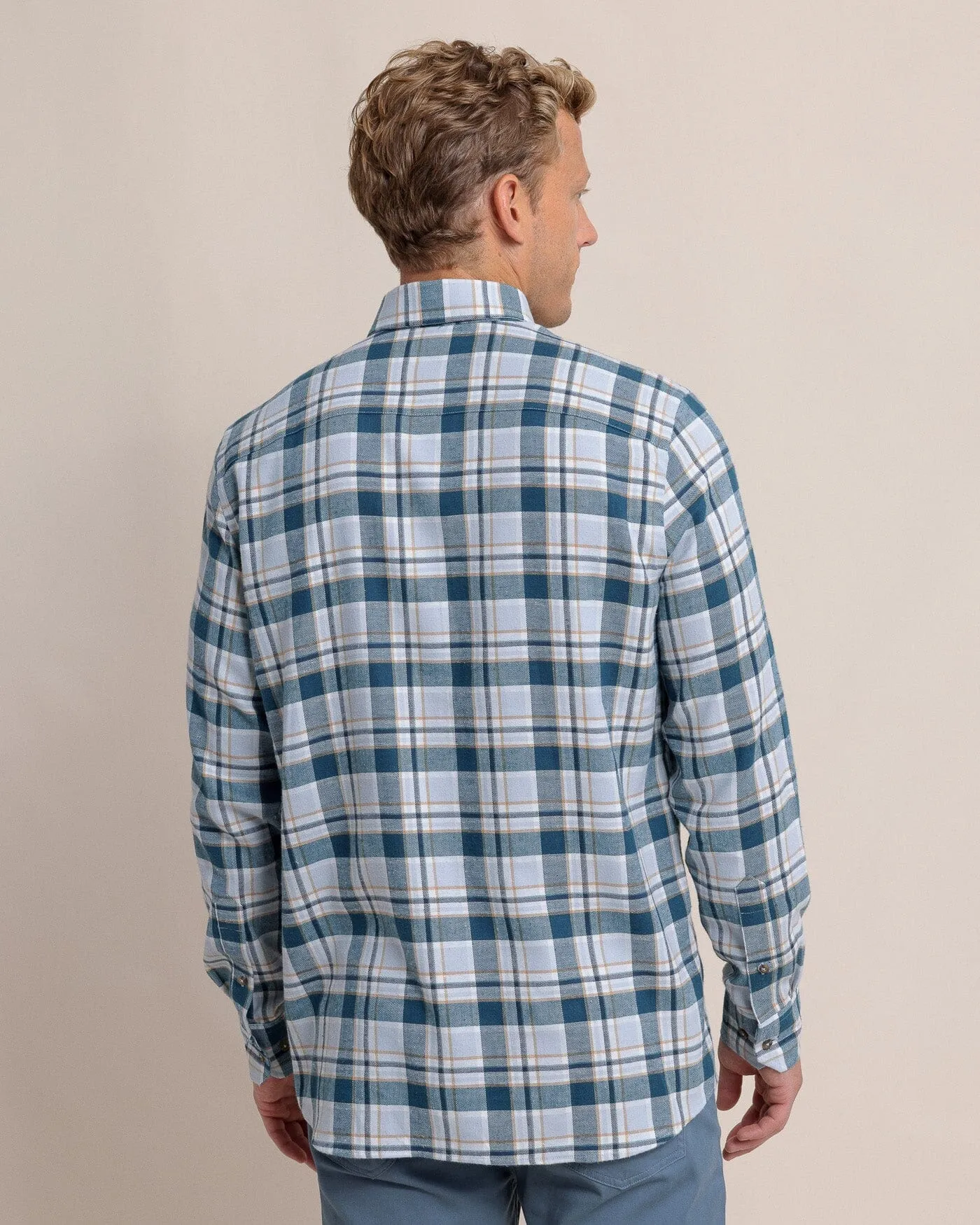 Sweetgrass Plaid Beach Flannel Long Sleeve Sport Shirt