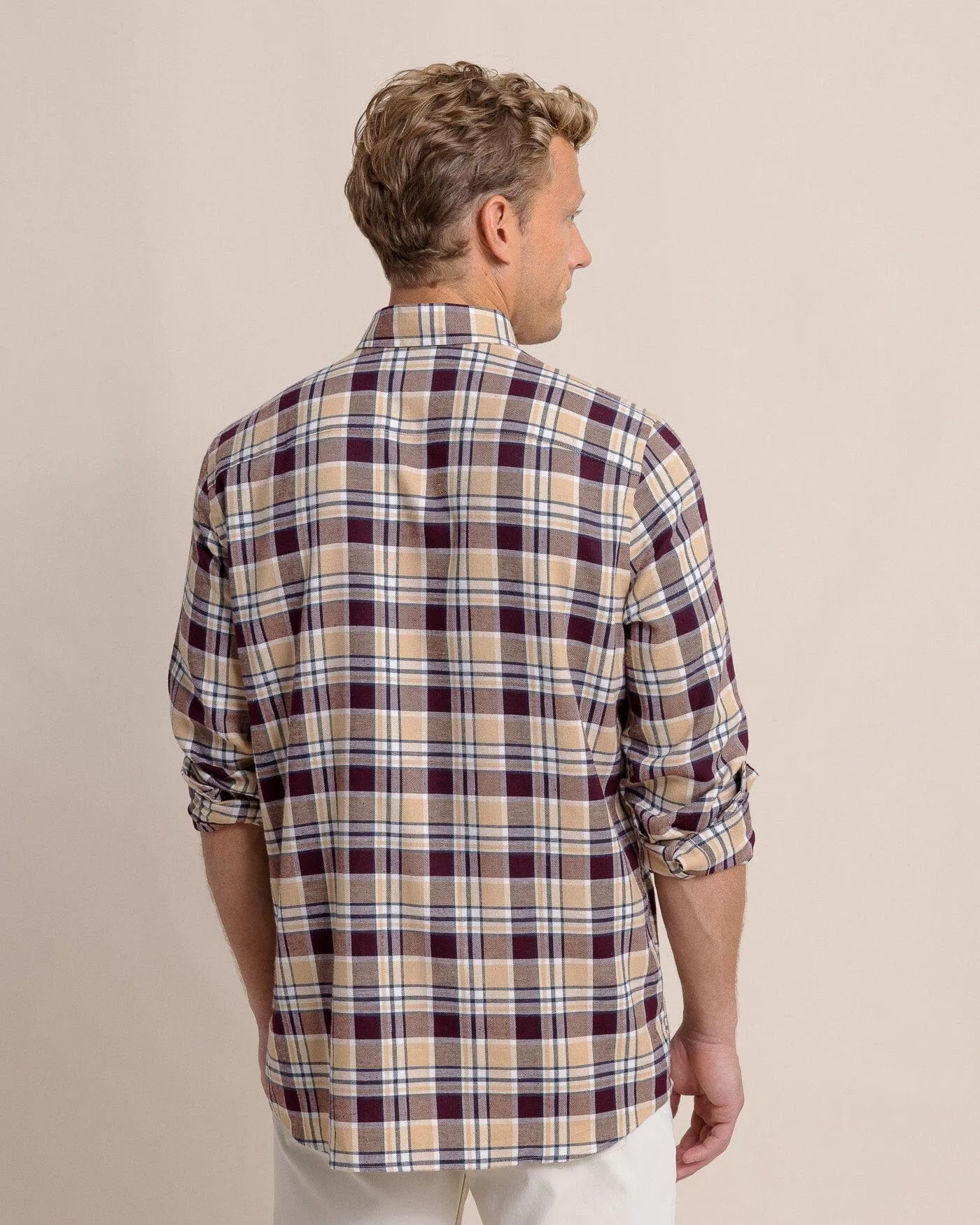 Sweetgrass Plaid Beach Flannel Long Sleeve Sport Shirt