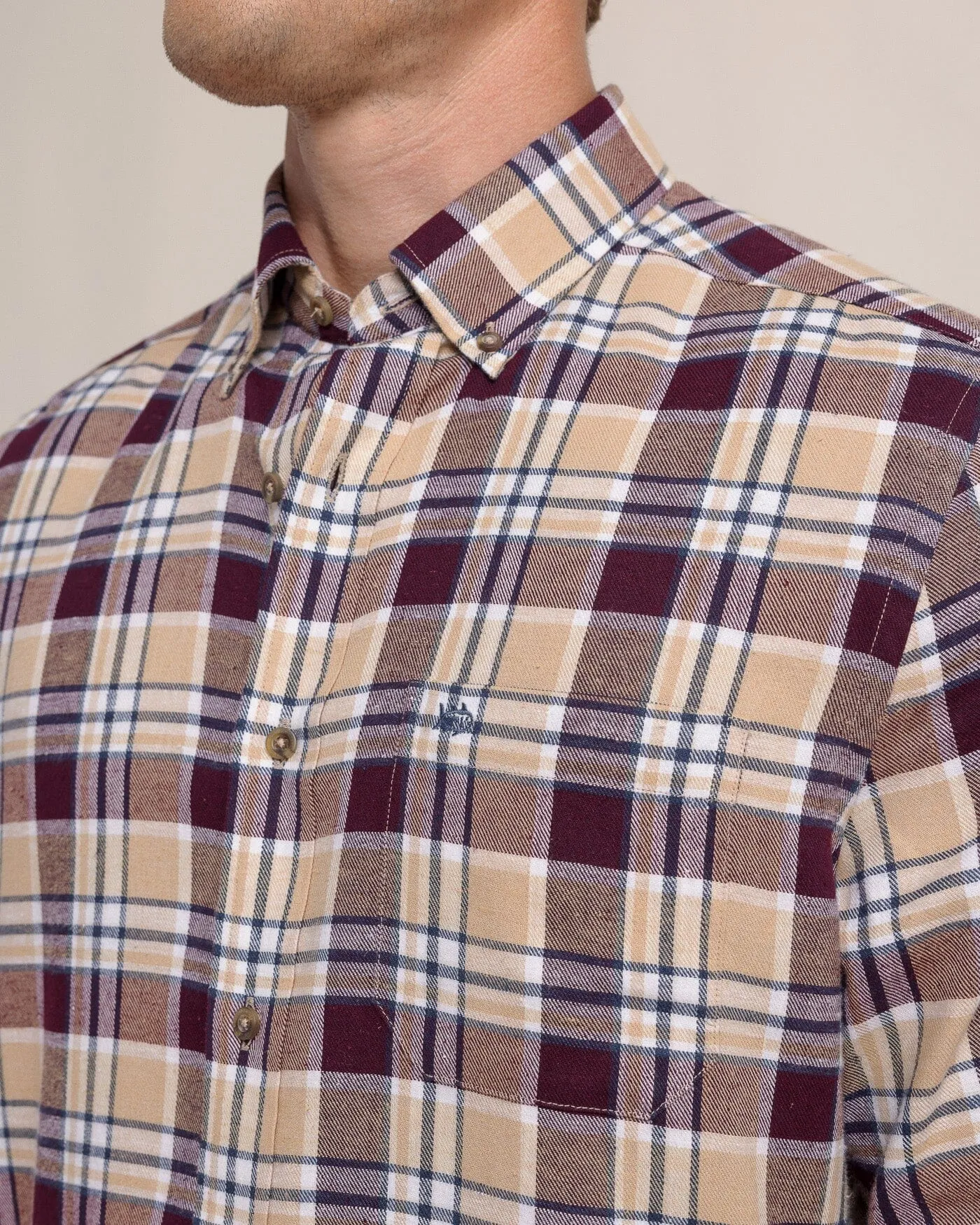 Sweetgrass Plaid Beach Flannel Long Sleeve Sport Shirt