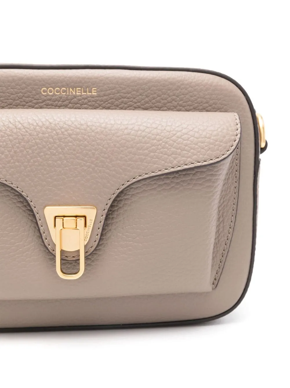 TAUPE LEATHER BAG WITH LOGO