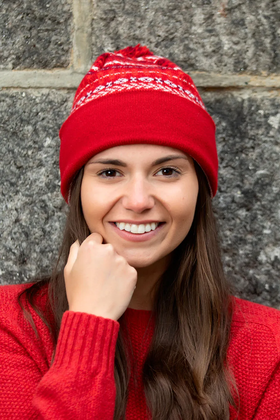 Ugie Fair isle Ski hat - Red