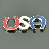 'USA' Letters Enameled Charm, USA-Red, White & Blue pk/4