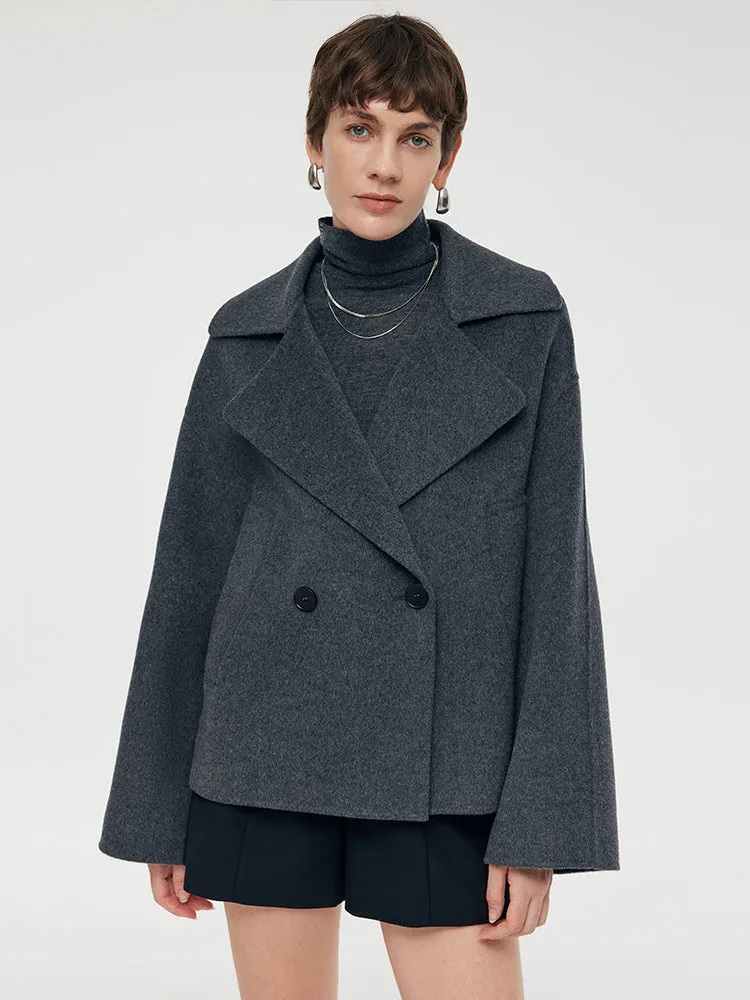 Wool Lapel Unisex Short Coat