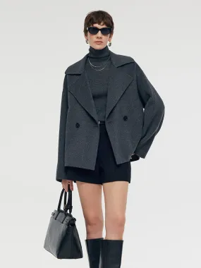 Wool Lapel Unisex Short Coat