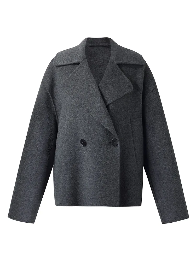 Wool Lapel Unisex Short Coat