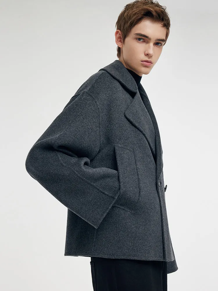 Wool Lapel Unisex Short Coat