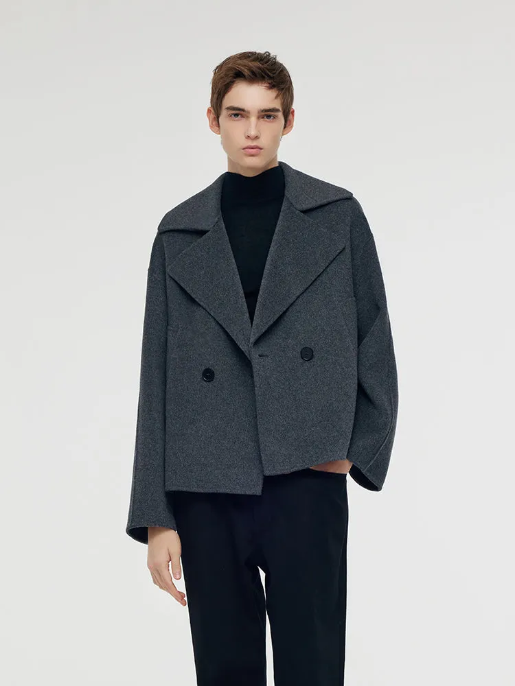 Wool Lapel Unisex Short Coat