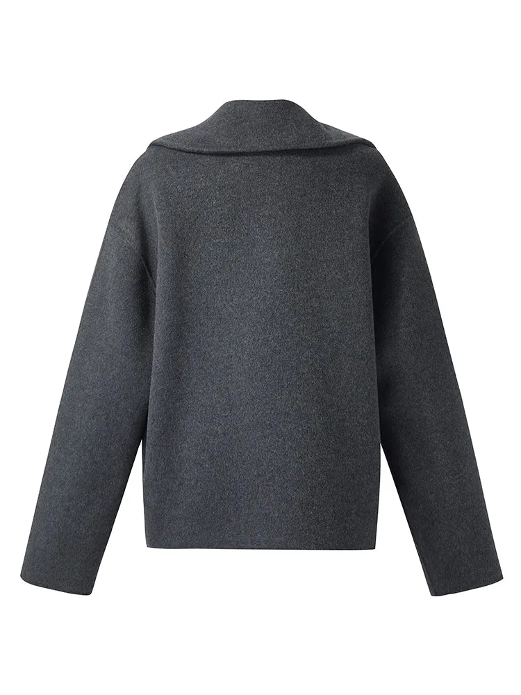 Wool Lapel Unisex Short Coat