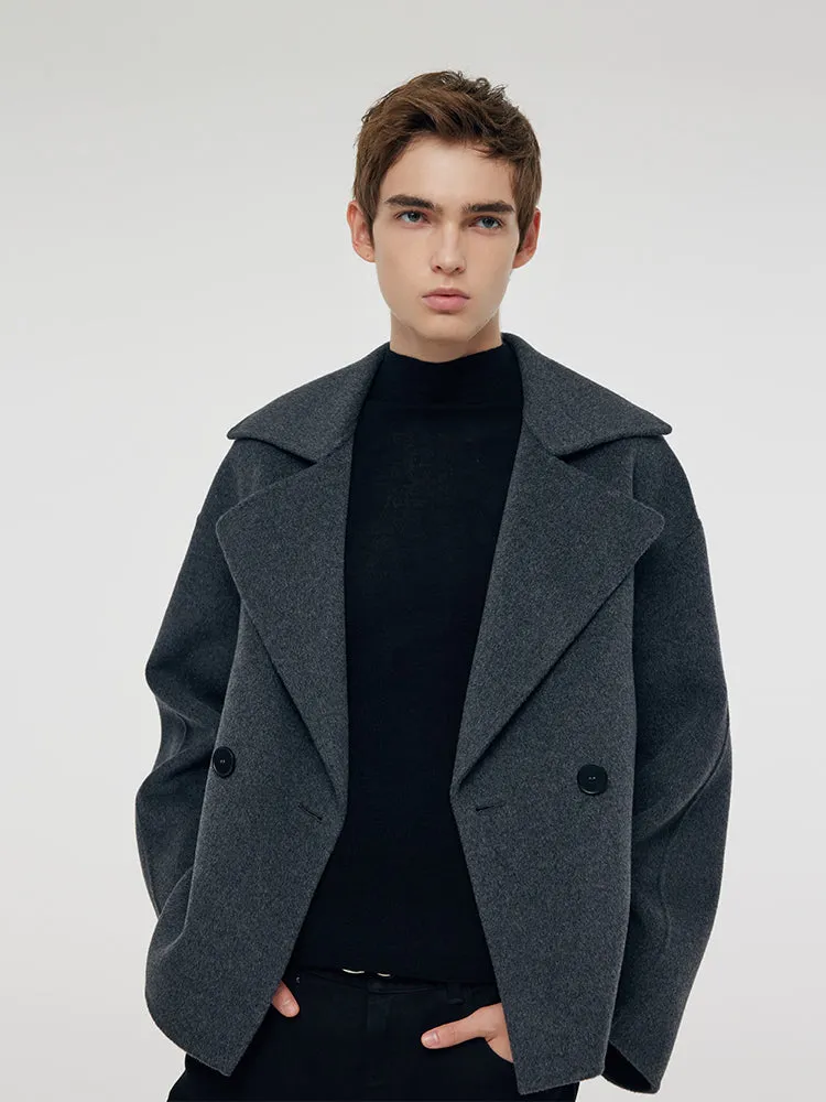 Wool Lapel Unisex Short Coat