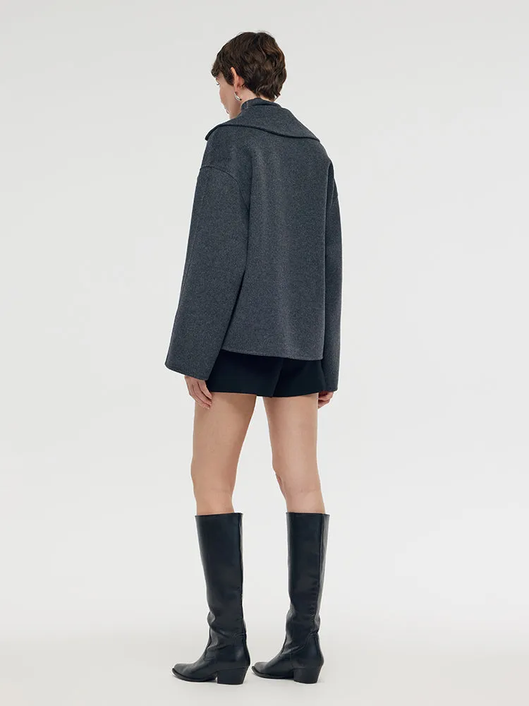 Wool Lapel Unisex Short Coat