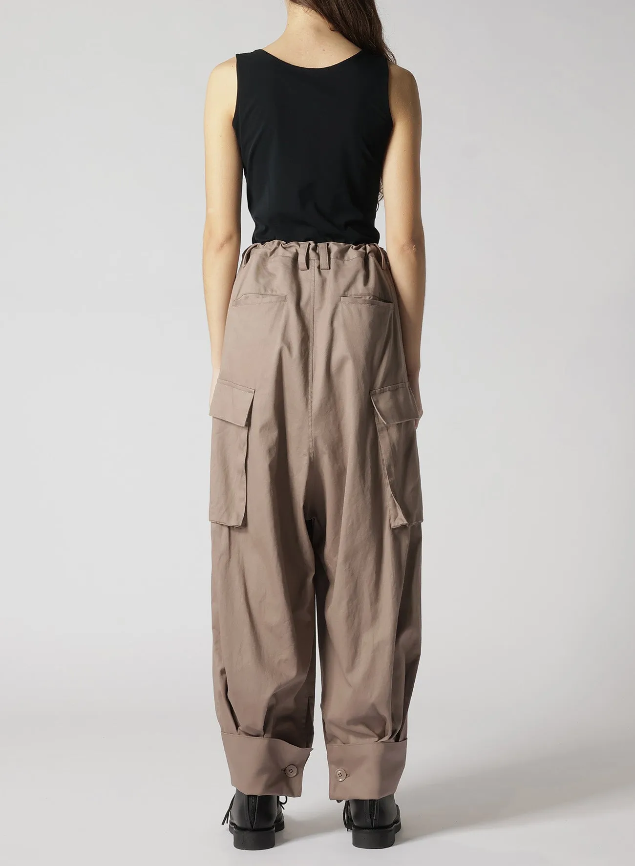 [Y's BORN PRODUCT] COTTON TWILL CUFFED HEM CARGO PANTS